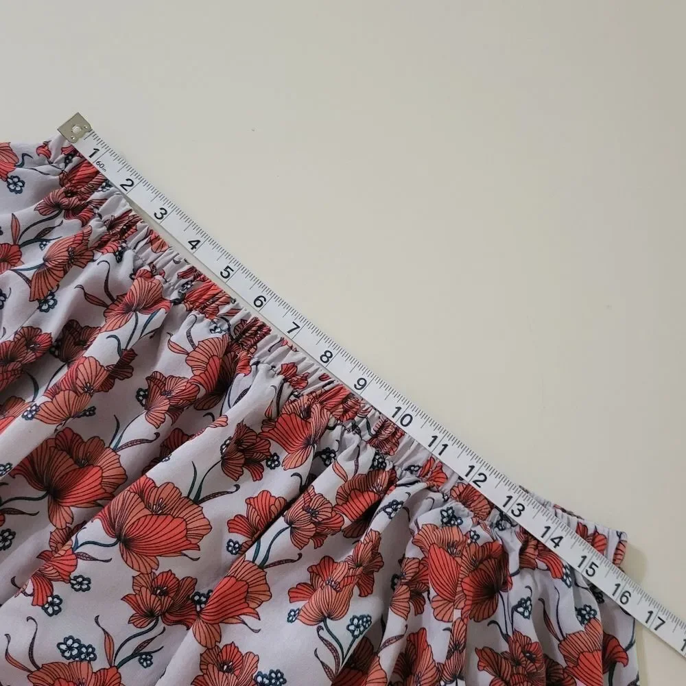 ASTR The Label Red Poppy Print Off Shoulder Crop Top Blouse - Picture 7 of 16